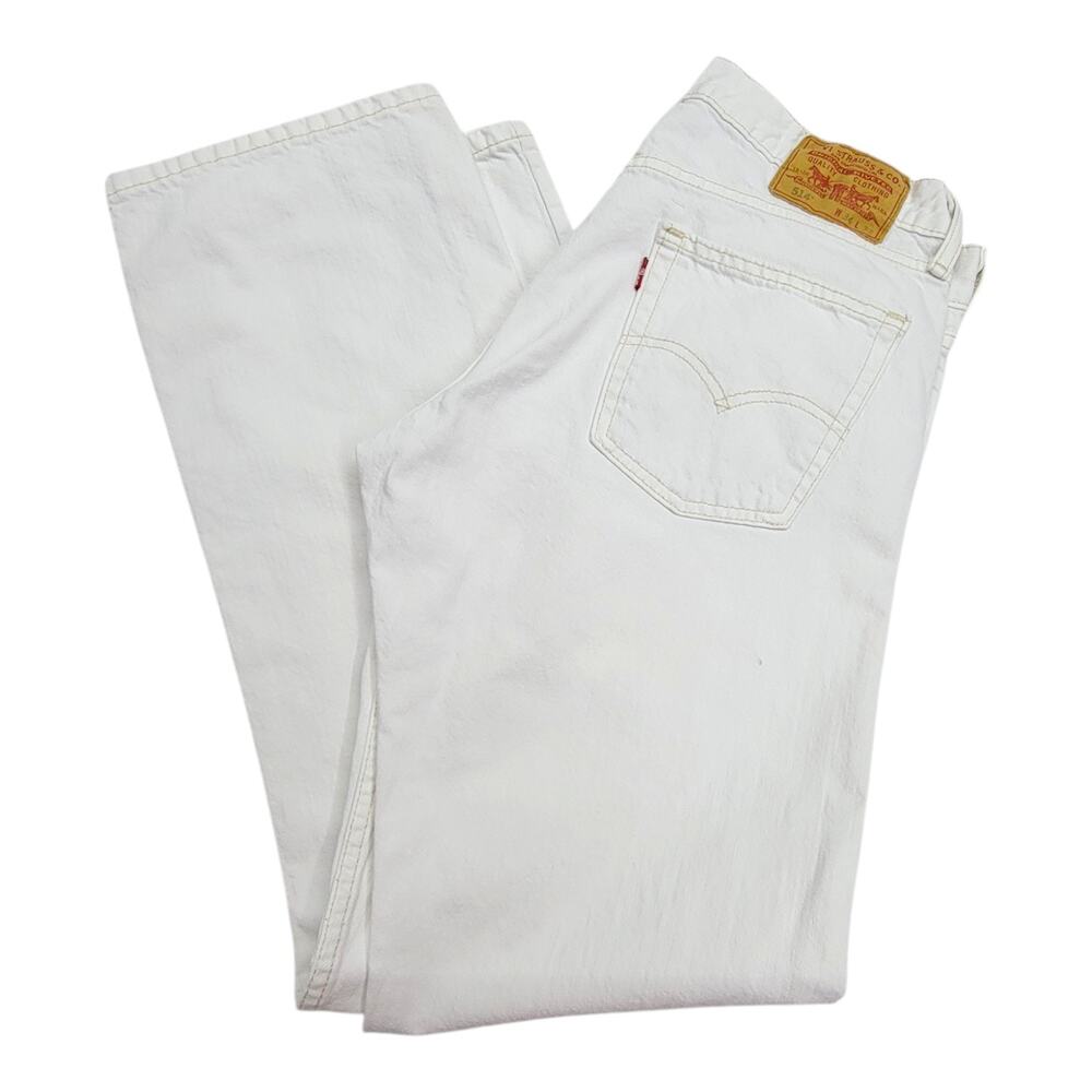 Levis 514 Straight Fit White Jeans Mens 34x32 Regular Fit Denim Pants Red Tab